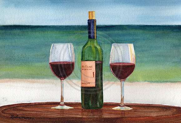 Sunset Toast wine glasses on the beach, Prints & cards
