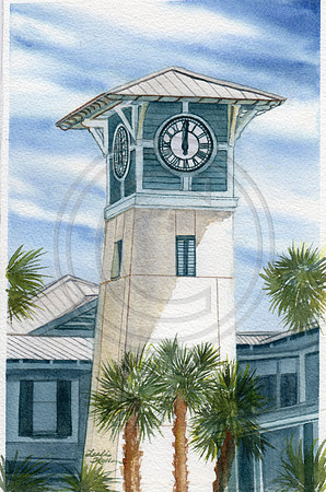 Time for Summer! Watercolor, Florida Icon Clock Tower, SOLD Prints and Cards