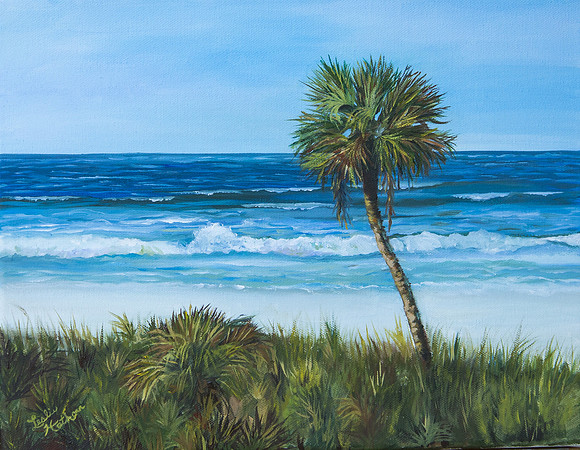 Beachside Palm 11x14 oil on canvas, Prints, Canvas Giclee, Cards