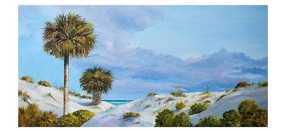 SOLD Dunes of Destin, Oil on canvas 15x30, Prints, Canvas Giclee, Cards