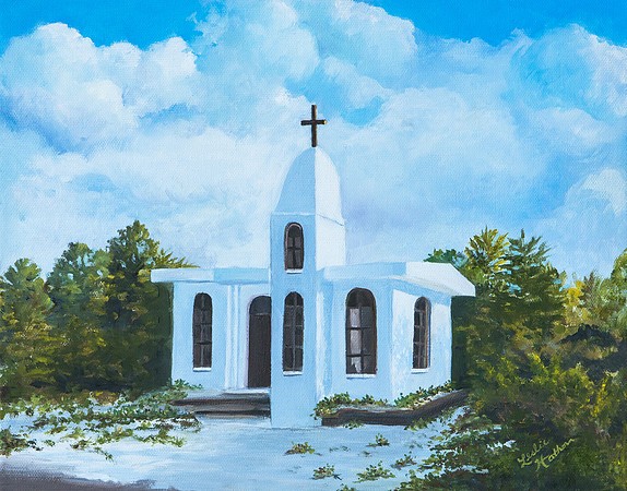 St. Nicholas By the Sea oil on canvas 11x14 chapel located in Miramar Beach Frangista.
