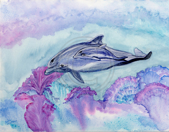 Mommy and Me Dolphins SOLD Prints and Cards