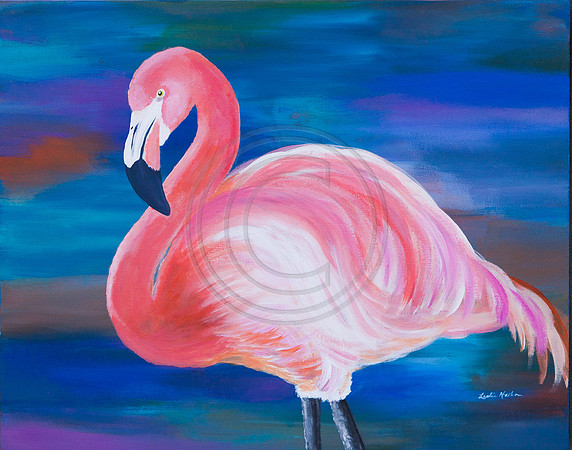 Flamingo on Canvas SOLD
