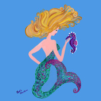 #111 Mermaid Underwater Friend on Wood