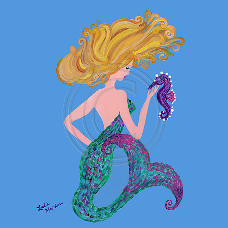 #111 Mermaid Underwater Friend on Wood